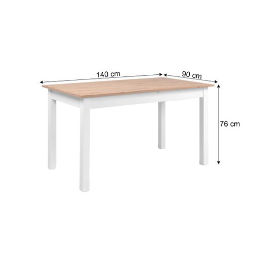 Table extensible L. 140/180 cm DORA Imitation chêne /blanc
