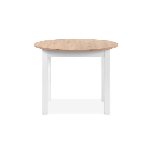 Table ronde allonge 100/140 DORA Imitation chêne et blanc