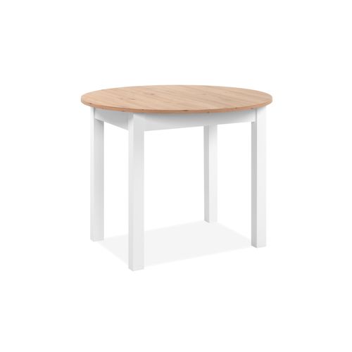 Table ronde allonge 100/140 DORA Imitation chêne et blanc