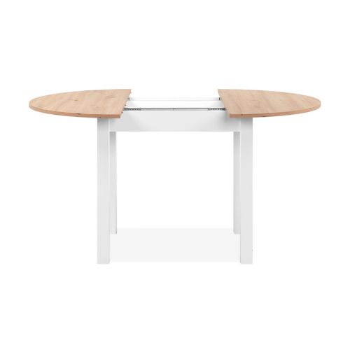 Table ronde allonge 100/140 DORA Imitation chêne et blanc
