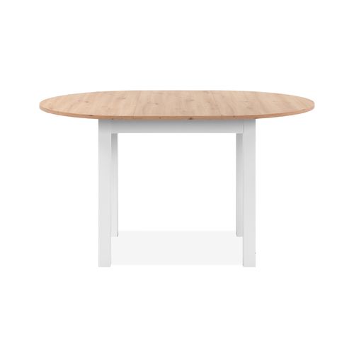 Table ronde allonge 100/140 DORA Imitation chêne et blanc