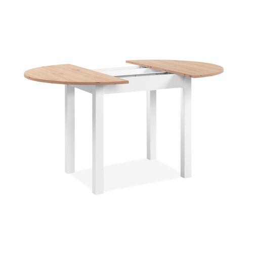Table ronde allonge 100/140 DORA Imitation chêne et blanc