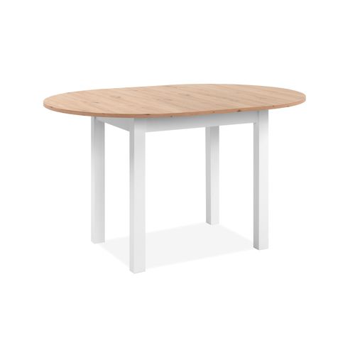 Table ronde allonge 100/140 DORA Imitation chêne et blanc