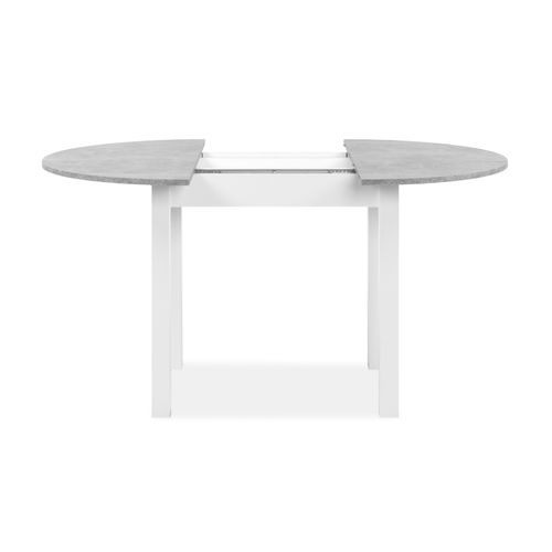 Table ronde extensible 100/140 DORA Imitation béton/blanc