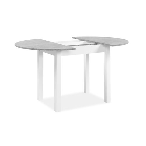 Table ronde extensible 100/140 DORA Imitation béton/blanc
