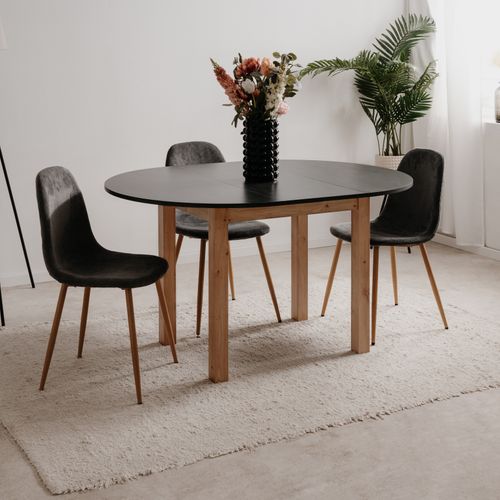 Table ronde extensible 100/140 DORA Imitation chêne et gris