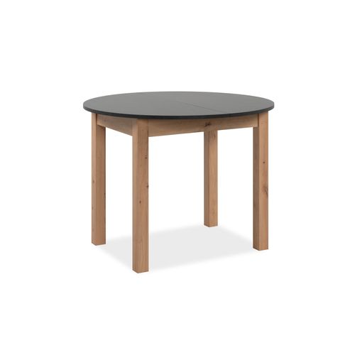 Table ronde allonge 100/140 DORA Imitation chêne et gris