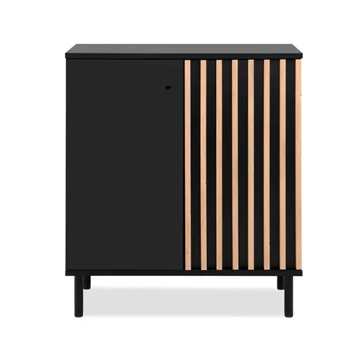 Buffet Petit Modèle 2 Portes Noir Et Bois Monza
