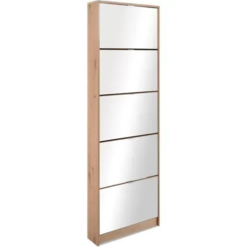 Meuble à chaussures 5 abattants avec miroirs KOBLENZ imitation chêne