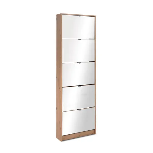 Meuble à chaussures 5 abattants avec miroirs KOBLENZ imitation chêne