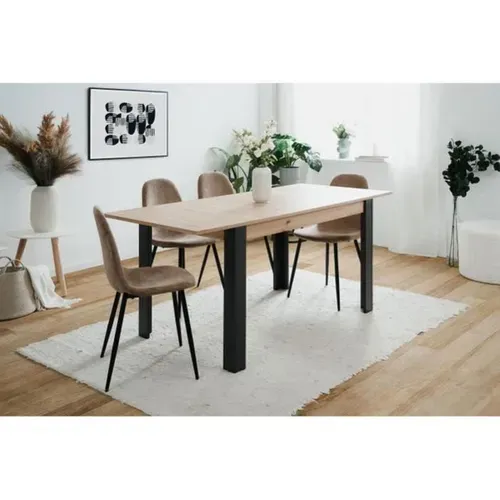 Table Extensible 100-150 Cm Chêne Artisan Et Noir Mat