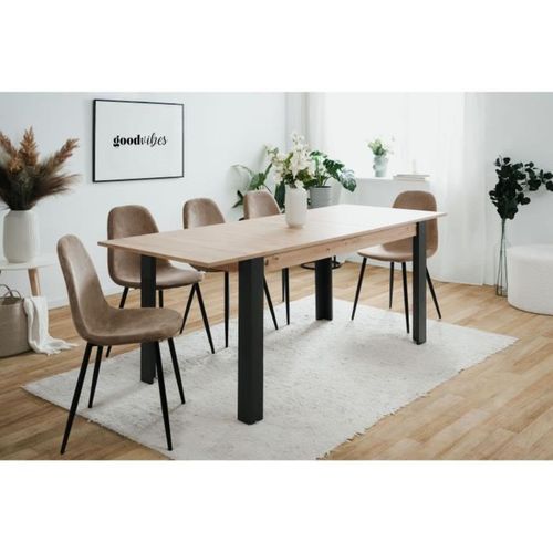 Table Extensible Tolosa — Chêne Artisan 150→200 Cm, Pieds Noirs, 8–10 Pers