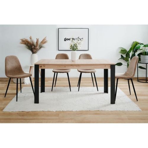 Table Extensible Tolosa — Chêne Artisan 150→200 Cm, Pieds Noirs, 8–10 Pers