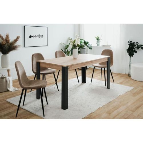 Table Extensible Tolosa — Chêne Artisan 150→200 Cm, Pieds Noirs, 8–10 Pers