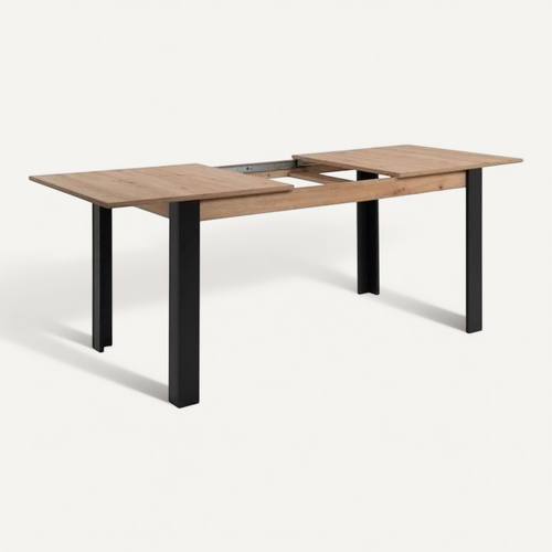 Table Extensible Tolosa — Chêne Artisan 150→200 Cm, Pieds Noirs, 8–10 Pers