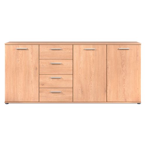 Buffet 3P/4T L. 190 cm TOLEDO Imitation chêne vue 3/4