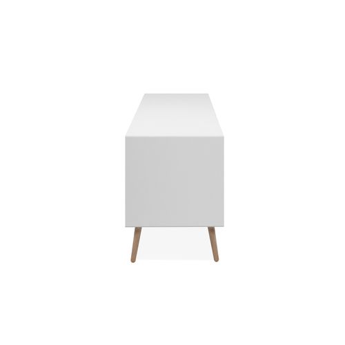 Meuble TV L.160 cm CLEM Imitation chêne et blanc