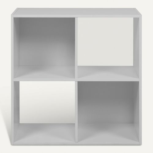 Rangement 4 cubes blanc CUBIK avec 2 paniers tissu gris