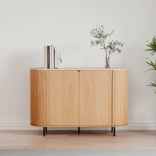 Rangement 2 portes FABIA imitation chêne et effet travertin vue d'ambiance 1