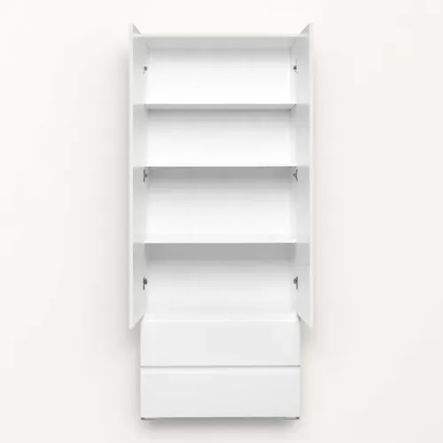 Armoire 2 portes 2 tiroirs L. 80 cm LUMIA blanc