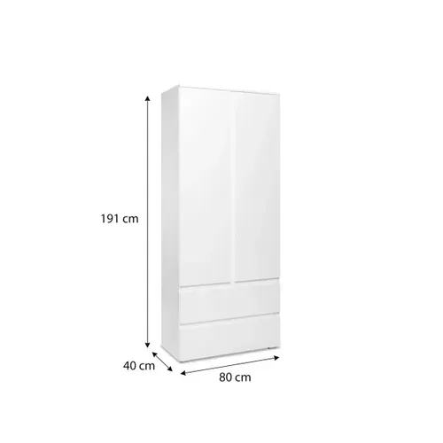 Armoire 2 portes 2 tiroirs L. 80 cm LUMIA blanc