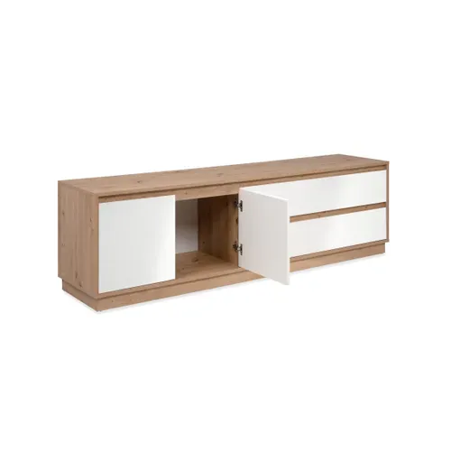 Meuble TV Meuble TV L.175 cm PHOENIX imitation chêne et blanc brillant
