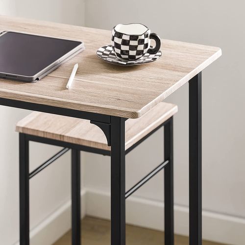 Set De 1 Table + 2 Tabourets Avec Repose-pieds Table Mange-debout Table Haute Cuisine, Ogt10-n
