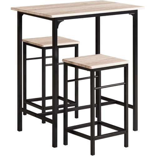 Set De 1 Table + 2 Tabourets Avec Repose-pieds Table Mange-debout Table Haute Cuisine, Ogt10-n
