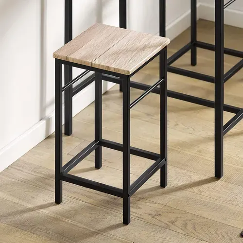 Set De 1 Table + 2 Tabourets Avec Repose-pieds Table Mange-debout Table Haute Cuisine, Ogt10-n