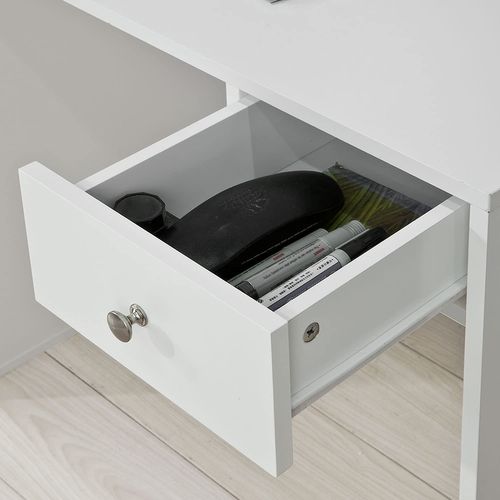 Table Bureau Informatique Plan De Travail Avec 3 Étagères Et 1 Tiroir, Blanc, Fwt35-w