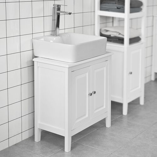 Meuble Sous-lavabo Dessous De Lavabo Ou Evier 2 Étages Et 2 Portes -blanc, Frg202-w