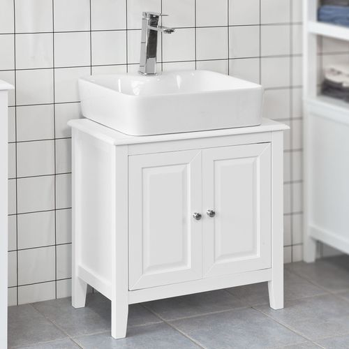 Meuble Sous-lavabo Dessous De Lavabo Ou Evier 2 Étages Et 2 Portes -blanc, Frg202-w