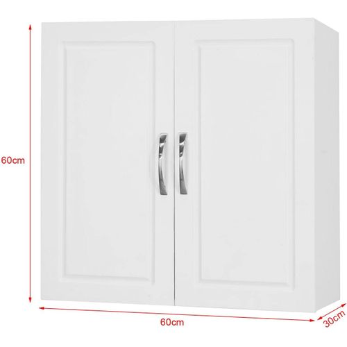 Salle De Bain Suspendue Placard Commode Murale – 2 Portes - Blanc, Frg231-w