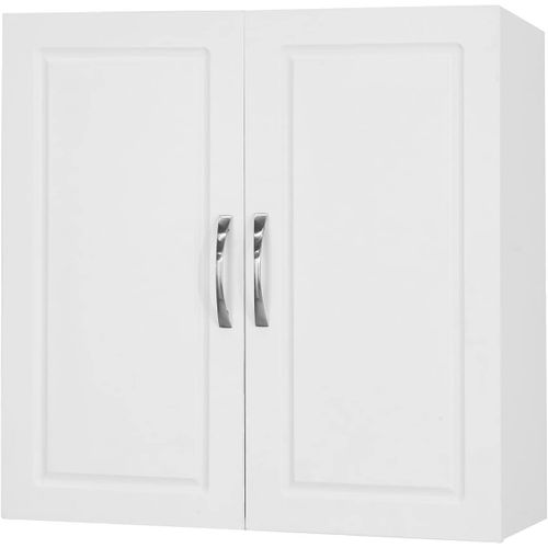 Salle De Bain Suspendue Placard Commode Murale – 2 Portes - Blanc, Frg231-w