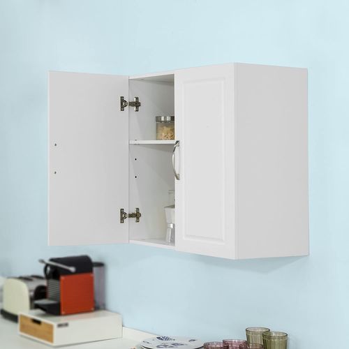 Salle De Bain Suspendue Placard Commode Murale – 2 Portes - Blanc, Frg231-w
