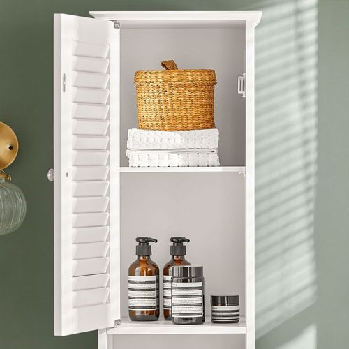 Colonne de Salle de Bain Haute, Avec 1 Tiroir, 2 Portes et 4 Étagères Intérieures, FRG236-W