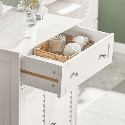 Meuble Bas de Salle De Bain, 1 tiroir, 2 portes, étagère réglable Blanc, 60x35x87 cm