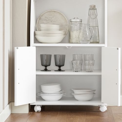 Desserte Micro-onde à Roulettes Meuble De Rangement Cuisine, Frg241-w