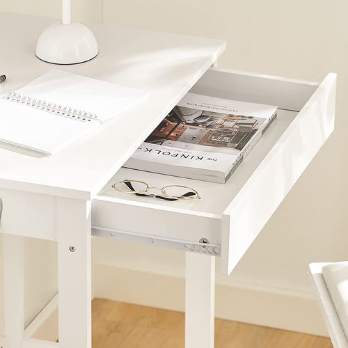 Table Bureau Informatique Secrétaire Avec 1 Tiroir Et 2 Crochets Bureau D'ordinateur Blanc, Fwt43-w