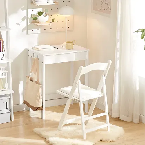 Table Bureau Informatique Secrétaire Avec 1 Tiroir Et 2 Crochets Bureau D'ordinateur Blanc, Fwt43-w