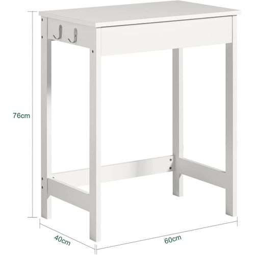 Table Bureau Informatique Secrétaire Avec 1 Tiroir Et 2 Crochets Bureau D'ordinateur Blanc, Fwt43-w