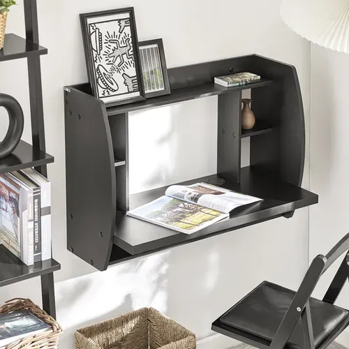 Fwt18-sch Table Murale Bureau Avec Étagère Intégrée Armoire De Rangement Murale Blanc