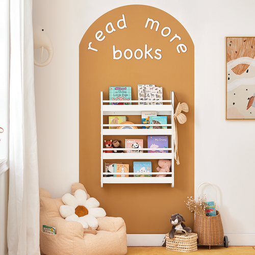 Bibliothèque Murale Étagère à Livres Enfants Étagère De Rangement Avec 4 Étages, Kmb08-k-w