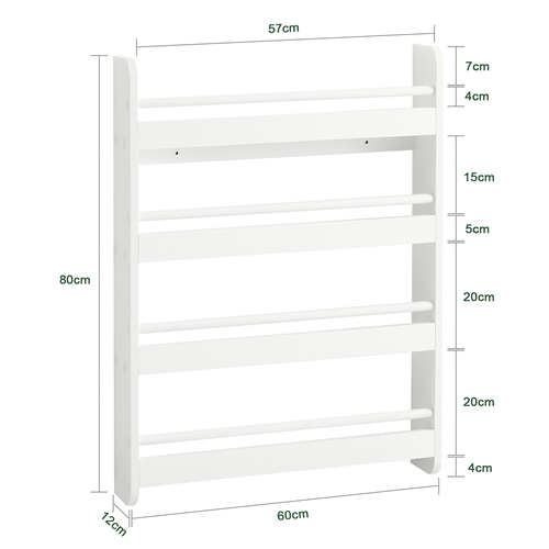 Bibliothèque Murale Étagère à Livres Enfants Étagère De Rangement Avec 4 Étages, Kmb08-k-w