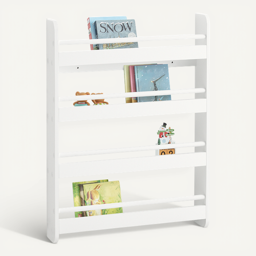 Bibliothèque Murale Étagère à Livres Enfants Étagère De Rangement Avec 4 Étages, Kmb08-k-w