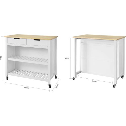 Meuble De Cuisine Desserte De Cuisine à Roulettes Table Roulante Meuble De Rangement, Fkw74-wn