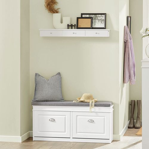 Banc De Rangement à Chaussures Meuble D'entrée Avec Coussin, Fsr64-w