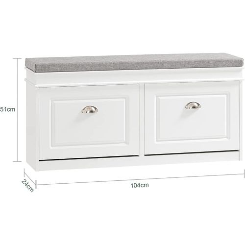 Banc De Rangement à Chaussures Meuble D'entrée Avec Coussin, Fsr64-w