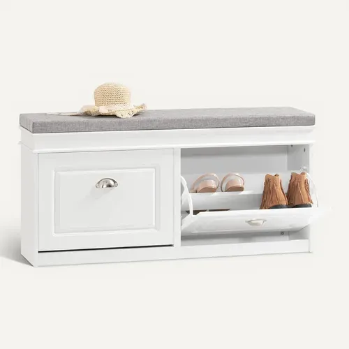 Banc De Rangement à Chaussures Meuble D'entrée Avec Coussin, Fsr64-w