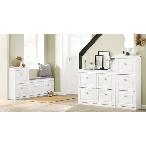 Banc De Rangement à Chaussures Meuble D'entrée Avec Coussin, Fsr64-w